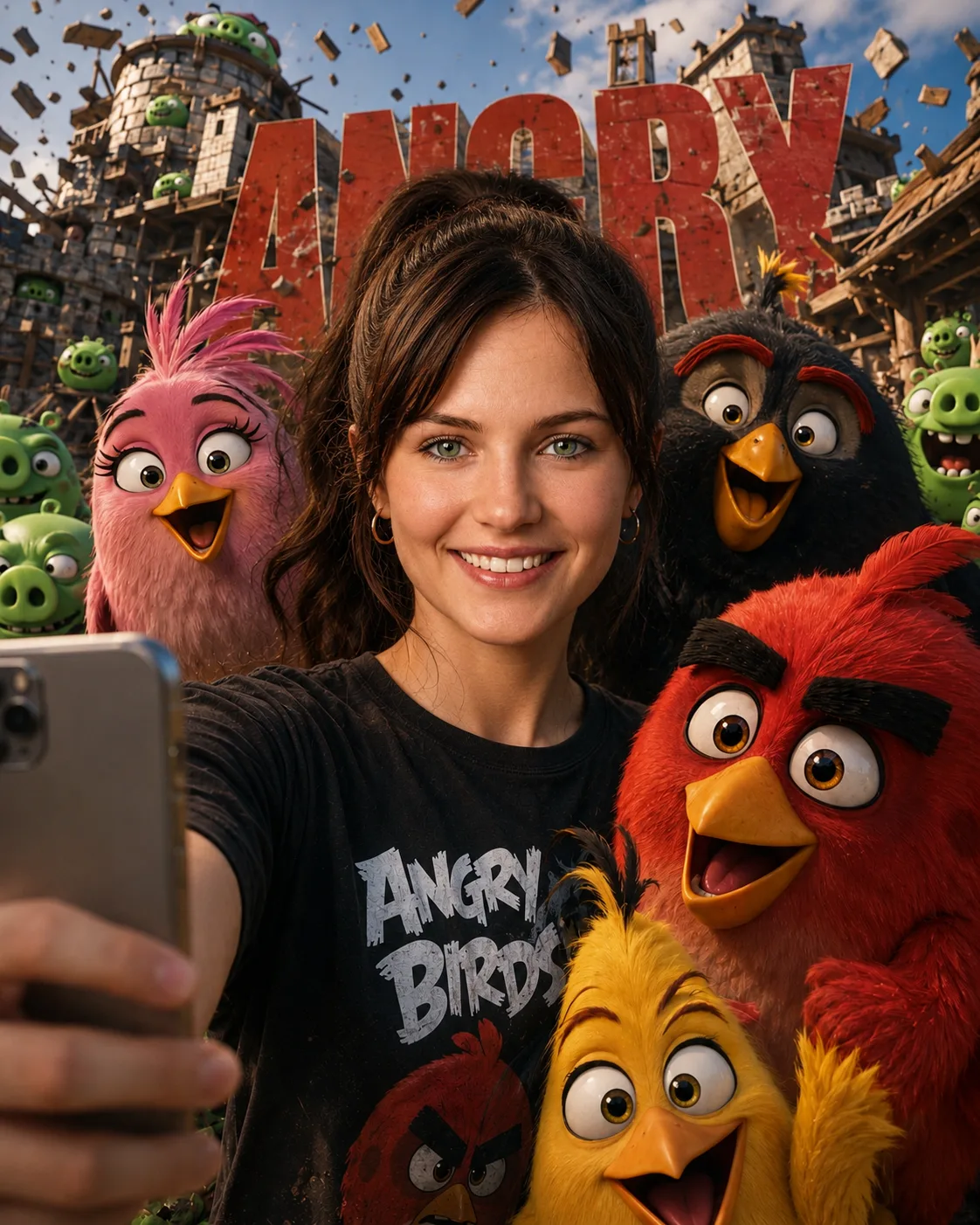 A selfie with the legendary Angry Birds